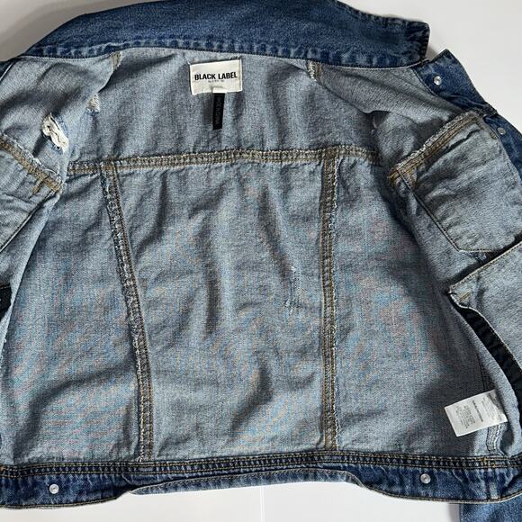 Black Label by C’est Toi Distressed Denim Jacket Women’s Size S Blue Jean - Picture 3 of 7